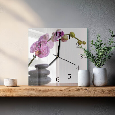 Quadrato orologio in vetro decorativo Orchidea