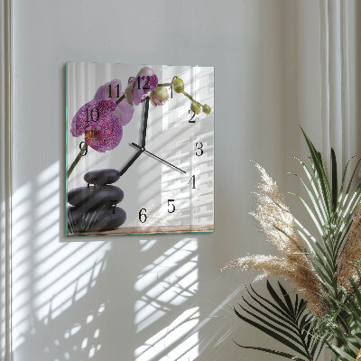 Quadrato orologio in vetro decorativo Orchidea
