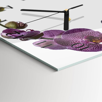 Quadrato orologio in vetro decorativo Orchidea