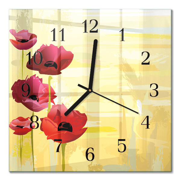 Quadrato orologio da parete Papaveri