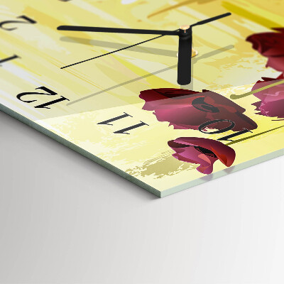 Quadrato orologio da parete Papaveri