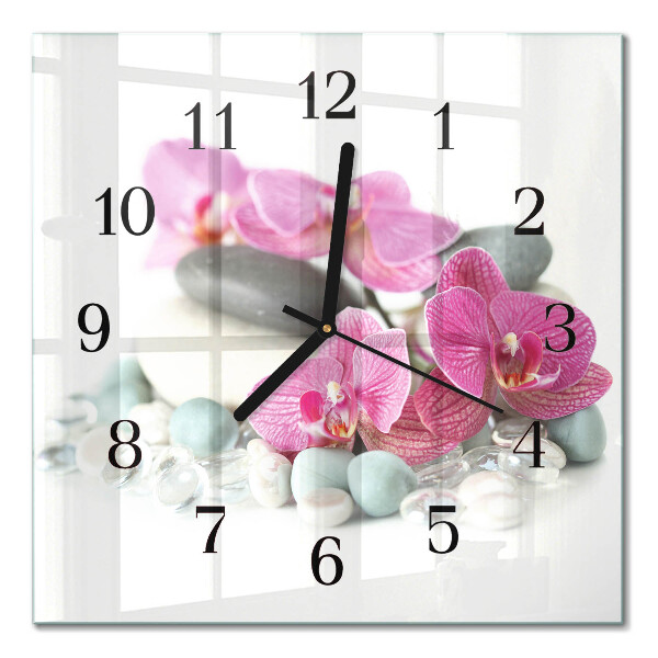 Quadrato orologio da parete Orchidee