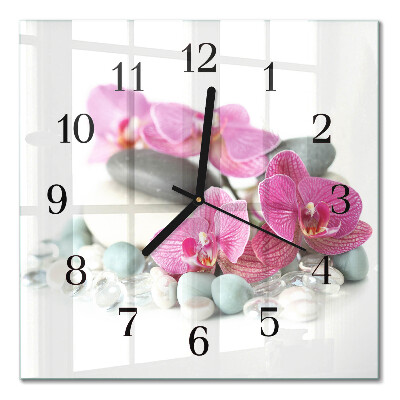 Quadrato orologio da parete Orchidee