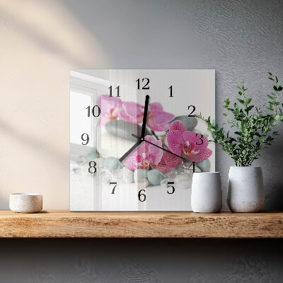 Quadrato orologio da parete Orchidee