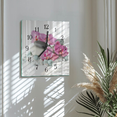 Quadrato orologio da parete Orchidee