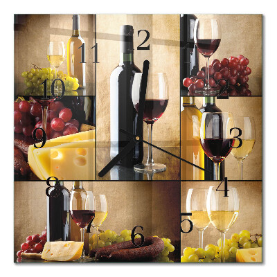 Quadrato orologio in vetro decorativo Una bottiglia di vino