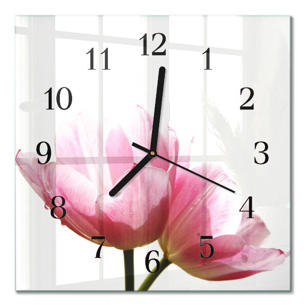 Quadrato orologio da parete Tulipani