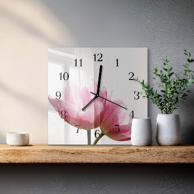 Quadrato orologio da parete Tulipani
