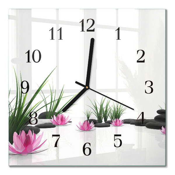 Quadrato orologio da parete Fiore di loto