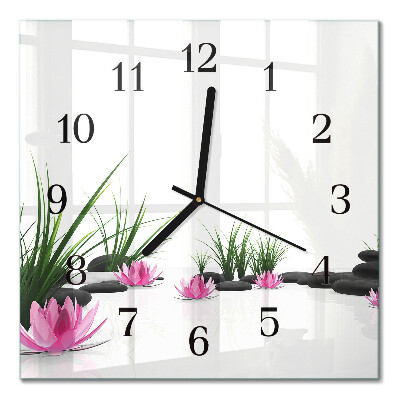 Quadrato orologio da parete Fiore di loto