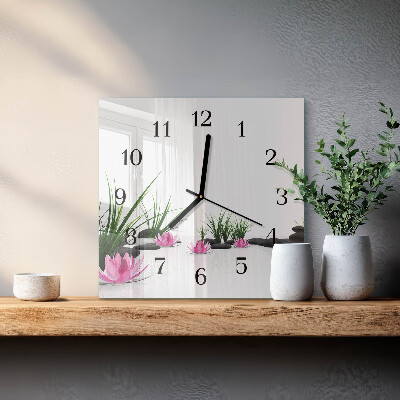 Quadrato orologio da parete Fiore di loto