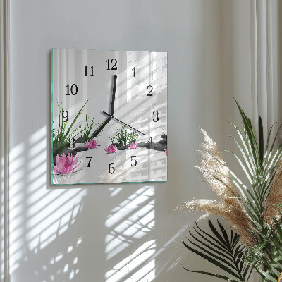 Quadrato orologio da parete Fiore di loto