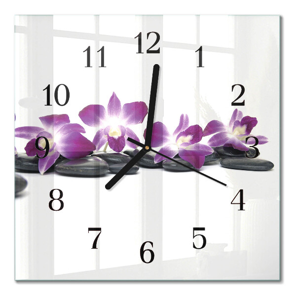 Orologio quadrato in vetro Orchidea