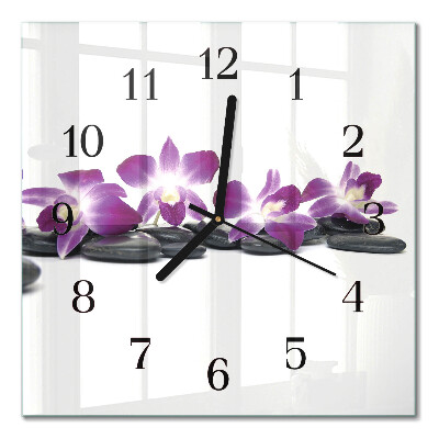 Orologio quadrato in vetro Orchidea