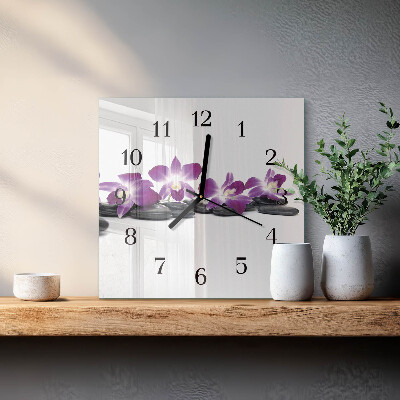 Orologio quadrato in vetro Orchidea