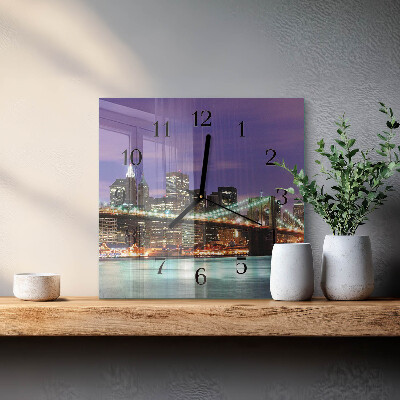 Quadrato orologio in vetro decorativo Il ponte all'orizzonte