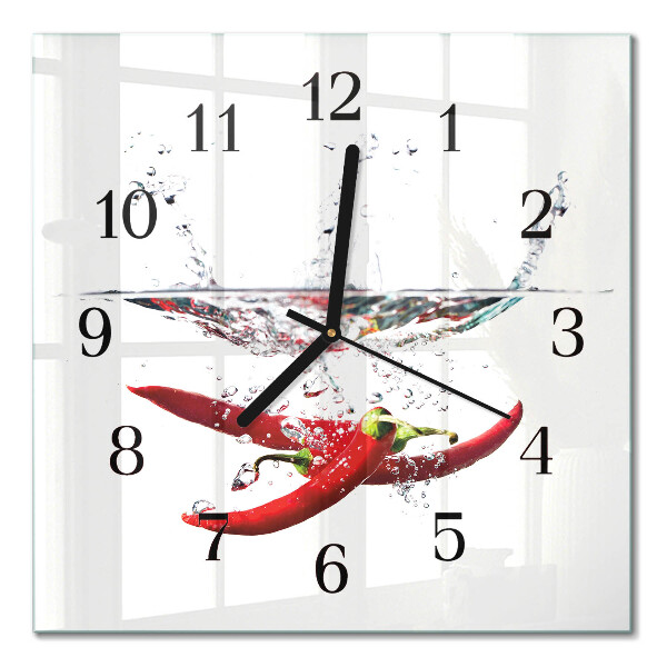Orologio quadrato in vetro Peperoncini