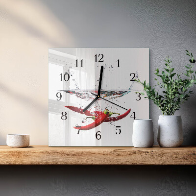 Orologio quadrato in vetro Peperoncini