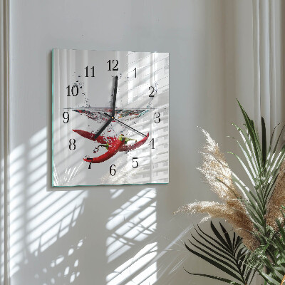 Orologio quadrato in vetro Peperoncini