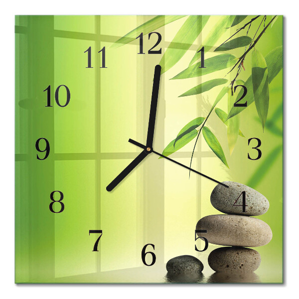 Quadrato orologio in vetro decorativo Pietre di bambù