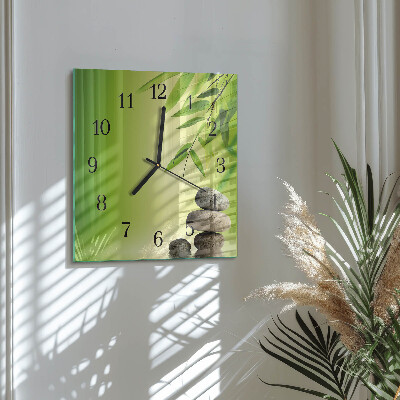 Quadrato orologio in vetro decorativo Pietre di bambù
