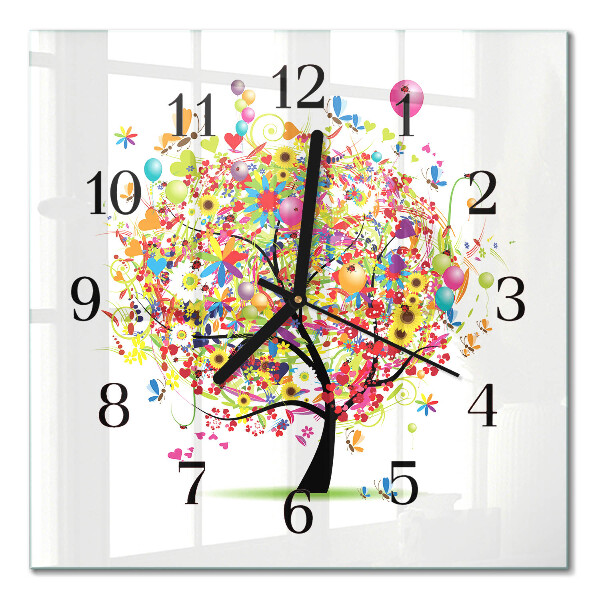 Quadrato orologio da parete Albero colorato