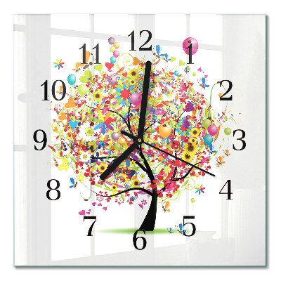 Quadrato orologio da parete Albero colorato