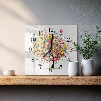 Quadrato orologio da parete Albero colorato