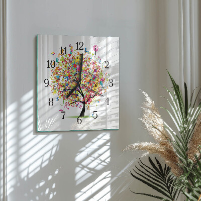 Quadrato orologio da parete Albero colorato