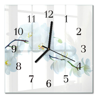 Quadrato orologio in vetro decorativo Orchidea