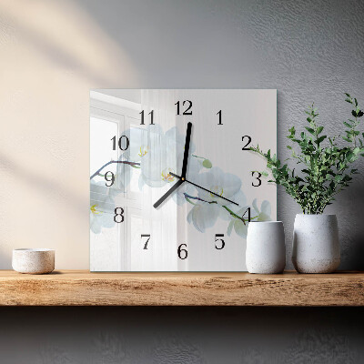 Quadrato orologio in vetro decorativo Orchidea