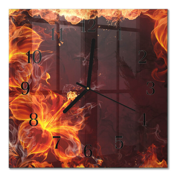 Orologio quadrato in vetro Fiori di fuoco
