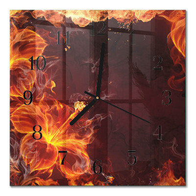 Orologio quadrato in vetro Fiori di fuoco