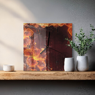 Orologio quadrato in vetro Fiori di fuoco