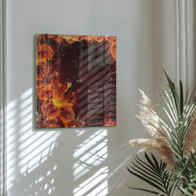 Orologio quadrato in vetro Fiori di fuoco