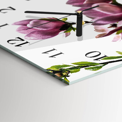 Orologio quadrato in vetro Fiore di magnolia