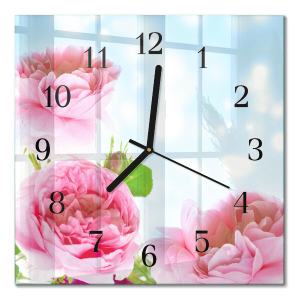 Orologio quadrato in vetro Peonie