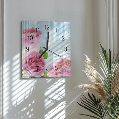 Orologio quadrato in vetro Peonie