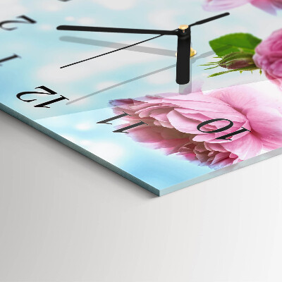 Orologio quadrato in vetro Peonie