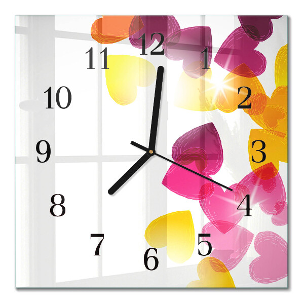 Orologio quadrato Cuori colorati