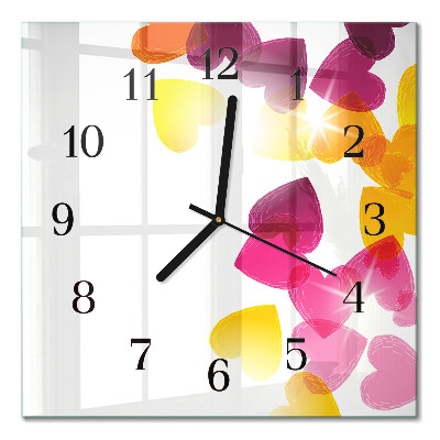 Orologio quadrato Cuori colorati