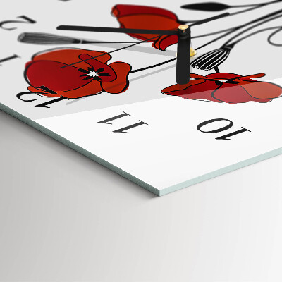 Quadrato orologio in vetro decorativo Papavero