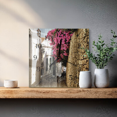Orologio quadrato in vetro Viale dei fiori
