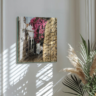 Orologio quadrato in vetro Viale dei fiori