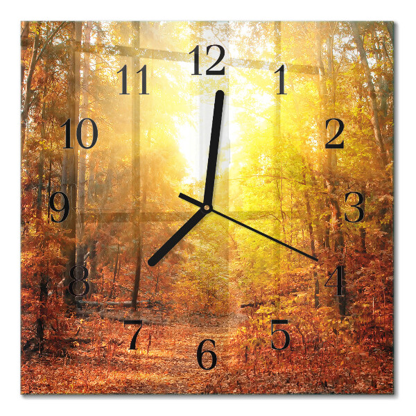 Quadrato orologio in vetro decorativo Foresta autunnale
