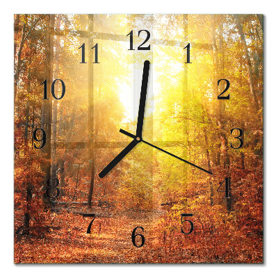 Quadrato orologio in vetro decorativo Foresta autunnale