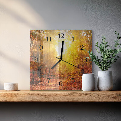 Quadrato orologio in vetro decorativo Foresta autunnale