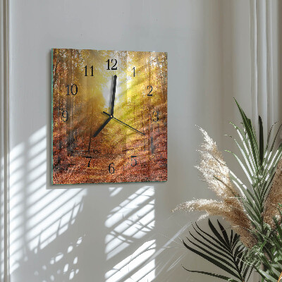 Quadrato orologio in vetro decorativo Foresta autunnale