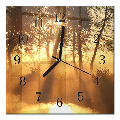 Quadrato orologio da parete Alberi nella nebbia