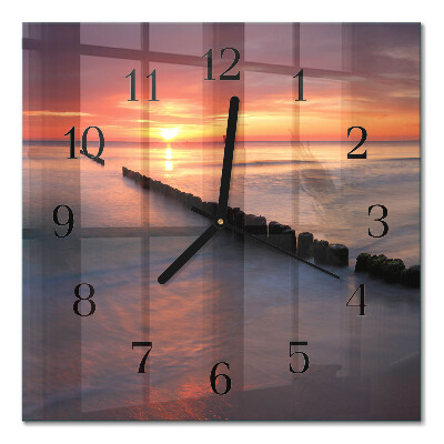 Quadrato orologio in vetro decorativo Piatto del mare